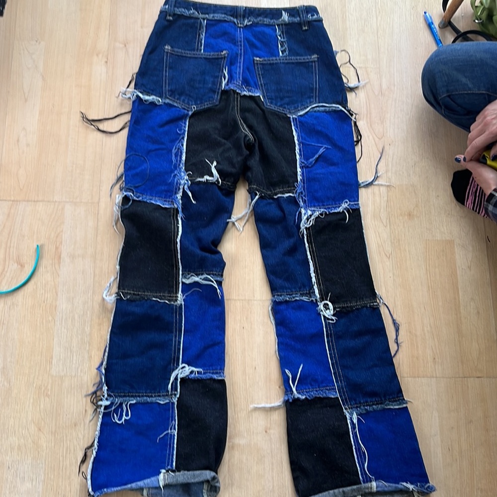 Shein Patchwork Jeans Exposed Button Fly, Like Ne… - image 6